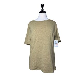 LuLaRoe GiGi Top XL Sandy Green Distressed Solid Short Sleeve Tee NWT Womens